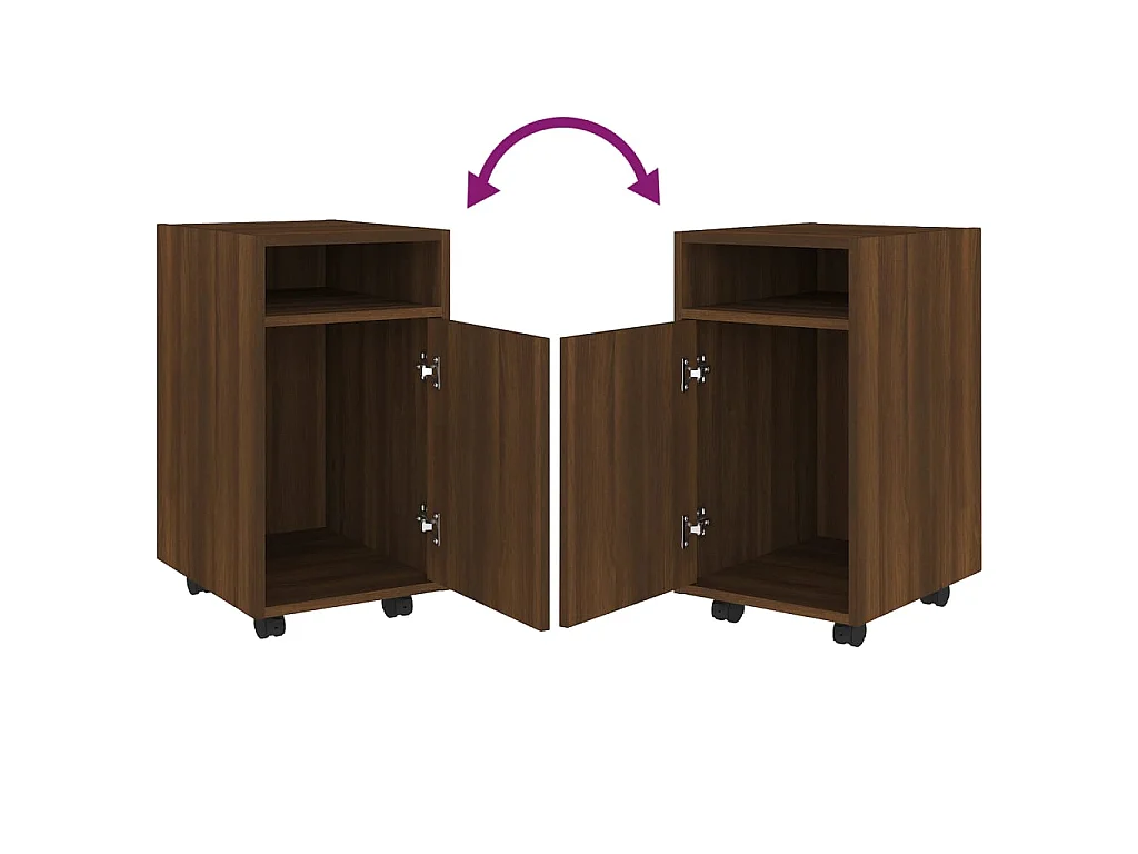 Beistellschrank mit Rollen Braun Eichen-Optik 33x38x60 cm