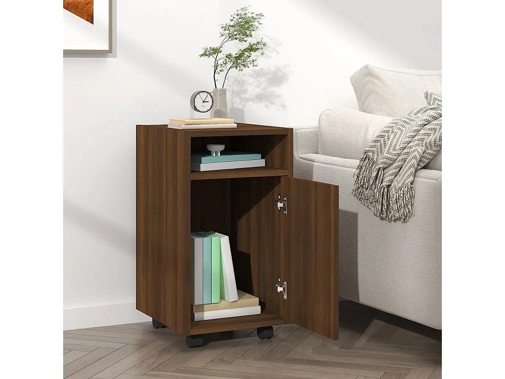 Beistellschrank mit Rollen Braun Eichen-Optik 33x38x60 cm