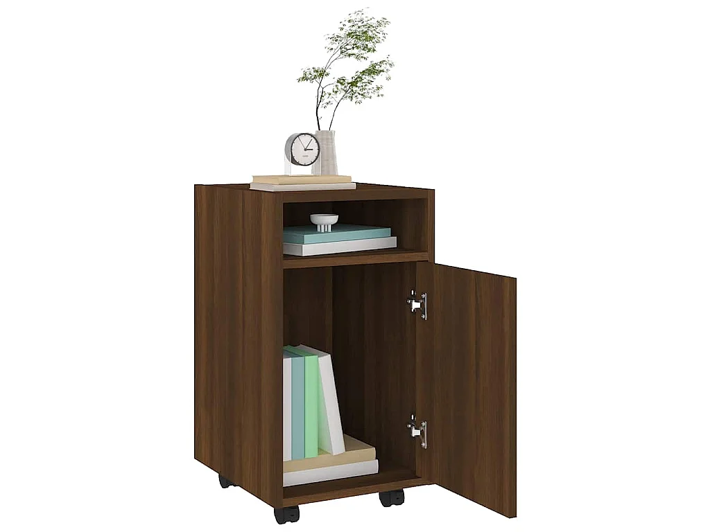 Beistellschrank mit Rollen Braun Eichen-Optik 33x38x60 cm