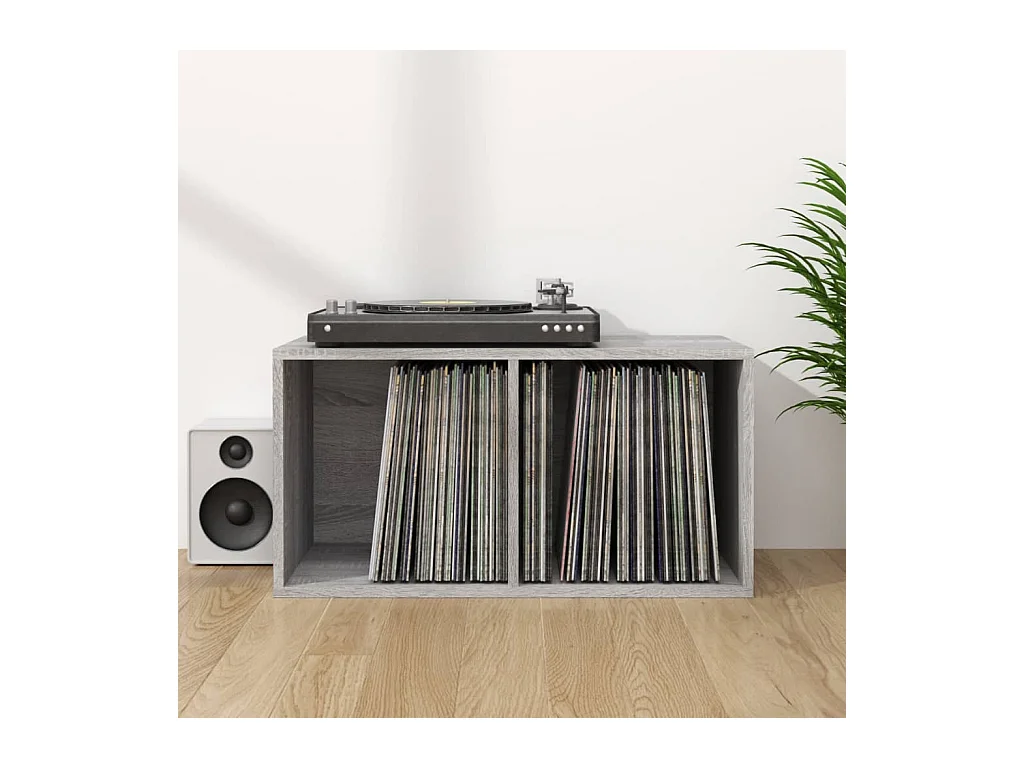 Boîte de rangement à disques vinyle Sonoma gris 71x34x36 cm