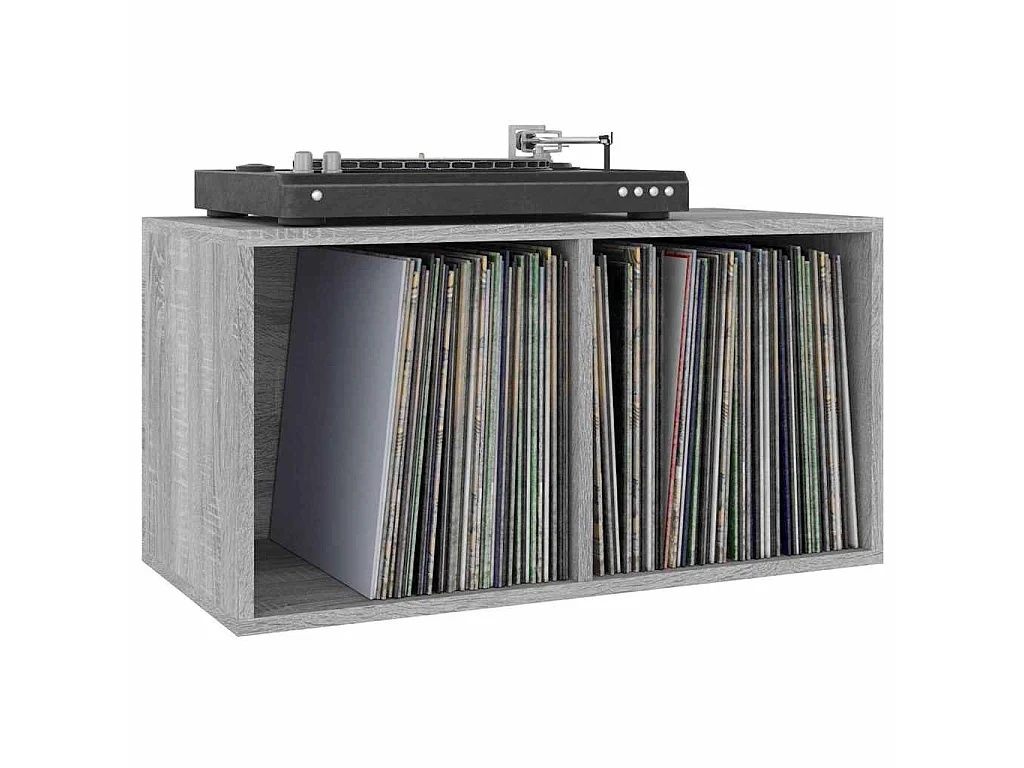 Boîte de rangement à disques vinyle Sonoma gris 71x34x36 cm