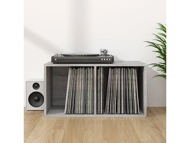 Boîte de rangement à disques vinyle Sonoma gris 71x34x36 cm