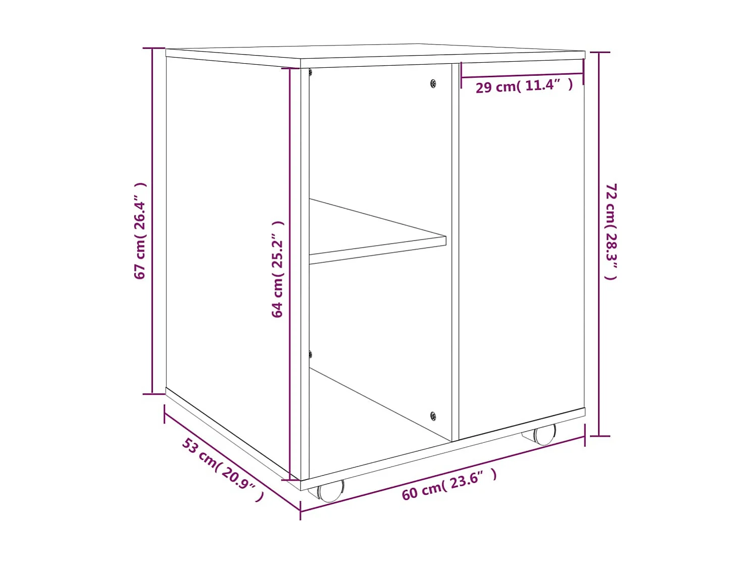 Rollschrank Grau Sonoma 60x53x72 cm Holzwerkstoff