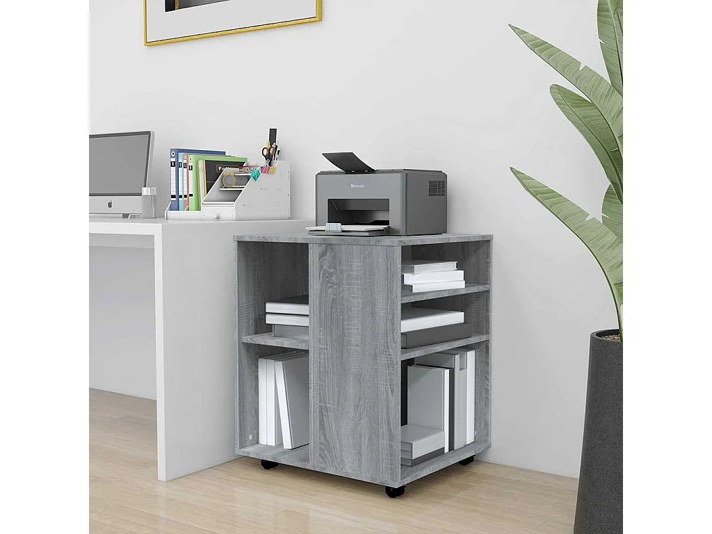 Rolkast 60x53x72 cm bewerkt hout grijs sonoma eiken