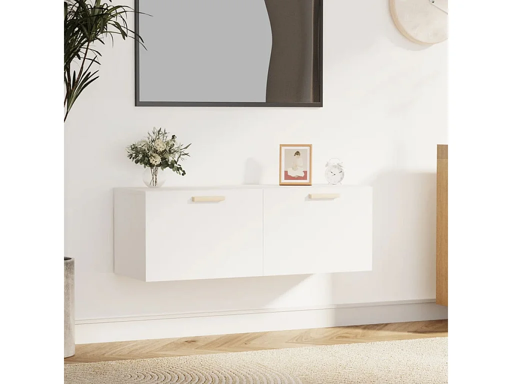 Mobile Pensile Bianco 100x36,5x35 cm Legno Multistrato