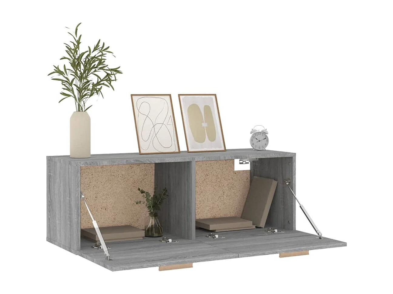 Wandkast 100x36,5x35 cm bewerkt hout grijs sonoma eikenkleurig