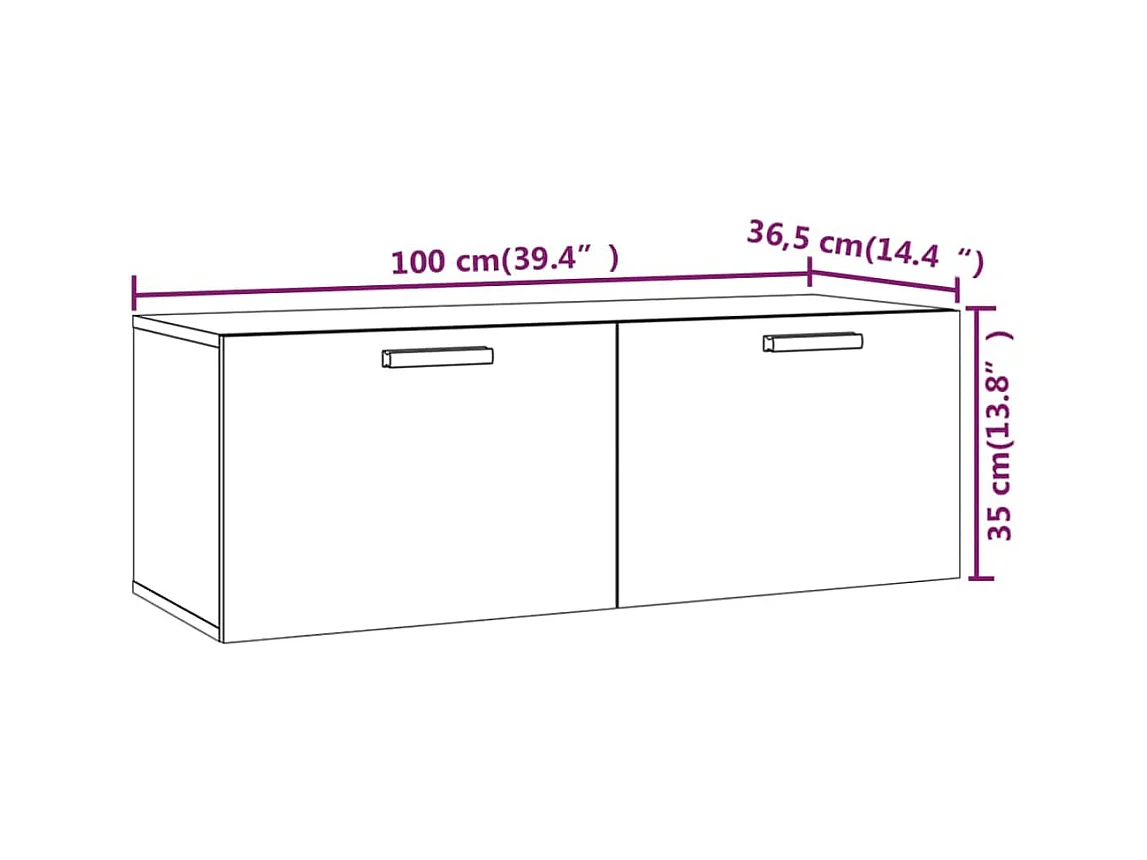 Armario pared madera contrachapada gris Sonoma 100x36,5x35 cm