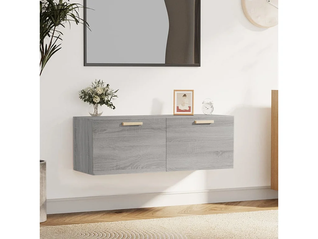 Wandkast 100x36,5x35 cm bewerkt hout grijs sonoma eikenkleurig