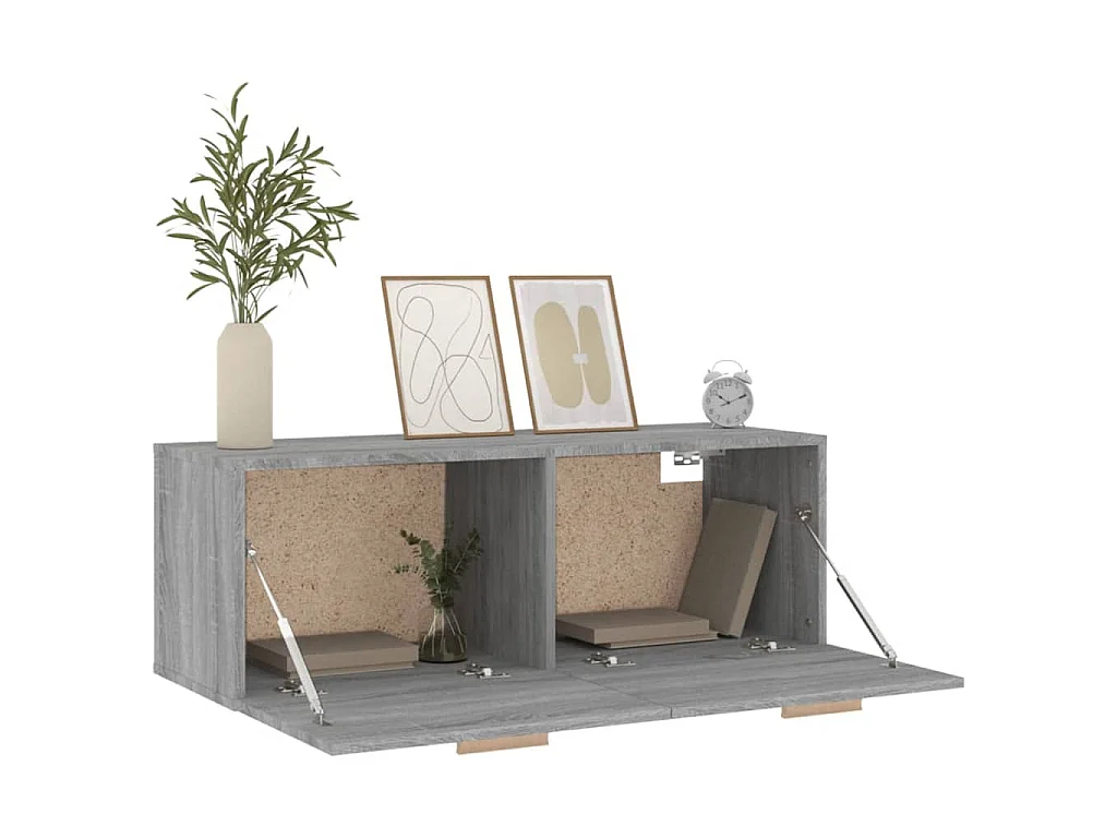 Wandkast 100x36,5x35 cm bewerkt hout grijs sonoma eikenkleurig