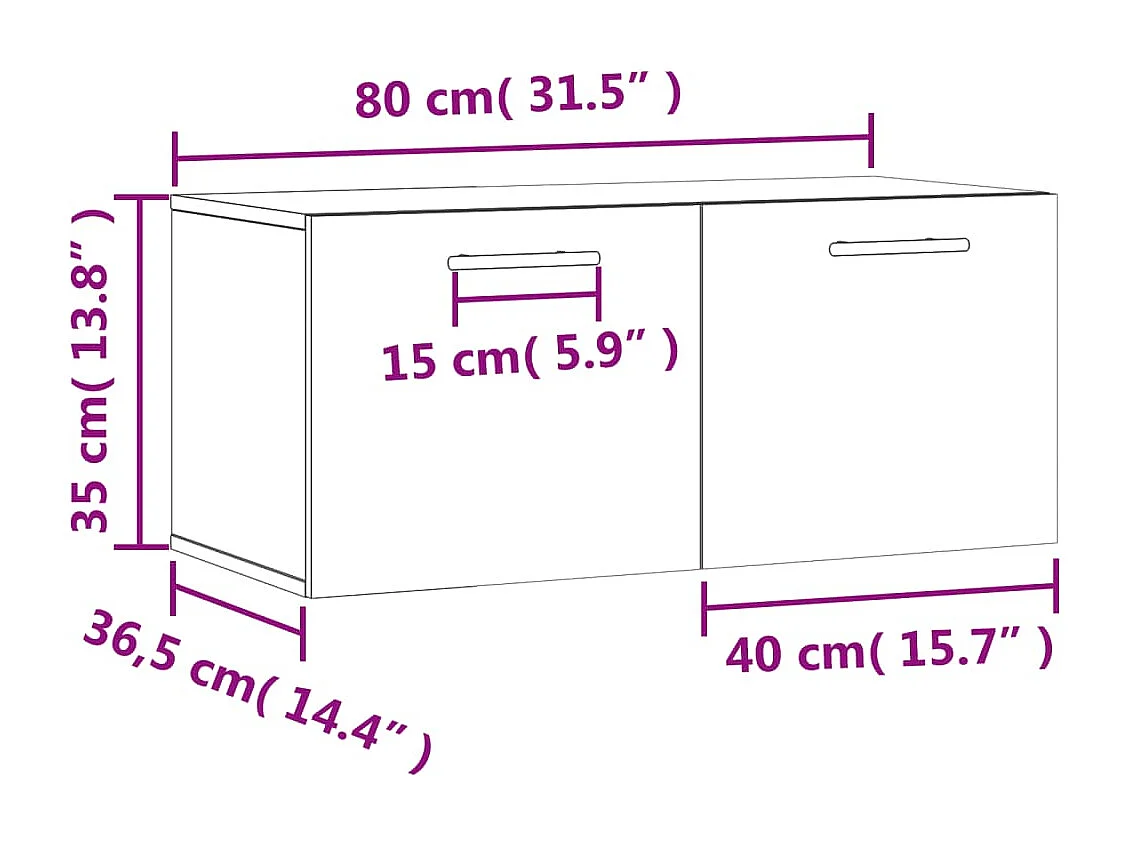 Armoire murale sonoma gris 80x36,5x35 cm bois d'ingénierie