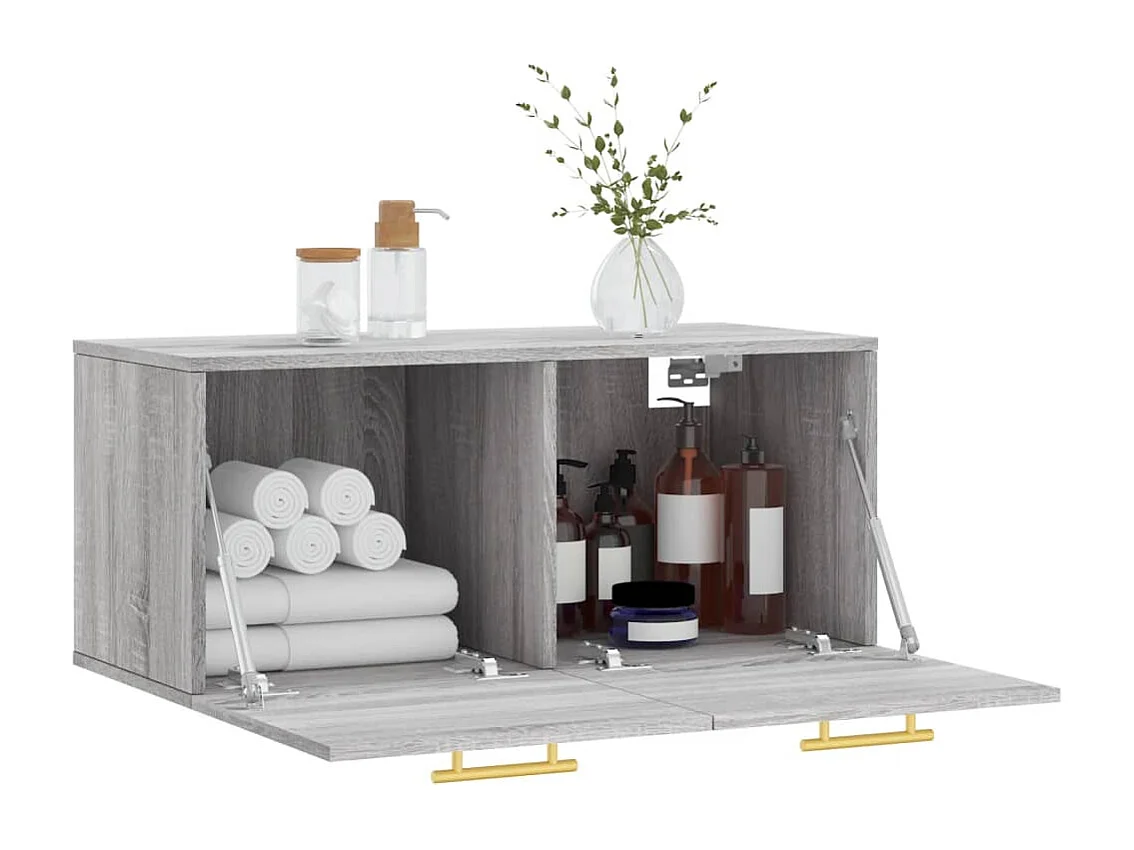 Wandkast 80x36,5x35 cm bewerkt hout grijs sonoma eikenkleurig