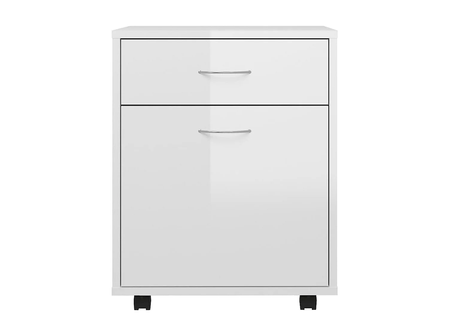 Armoire à roulettes Blanc brillant 45x38x54cm Bois d’ingénierie