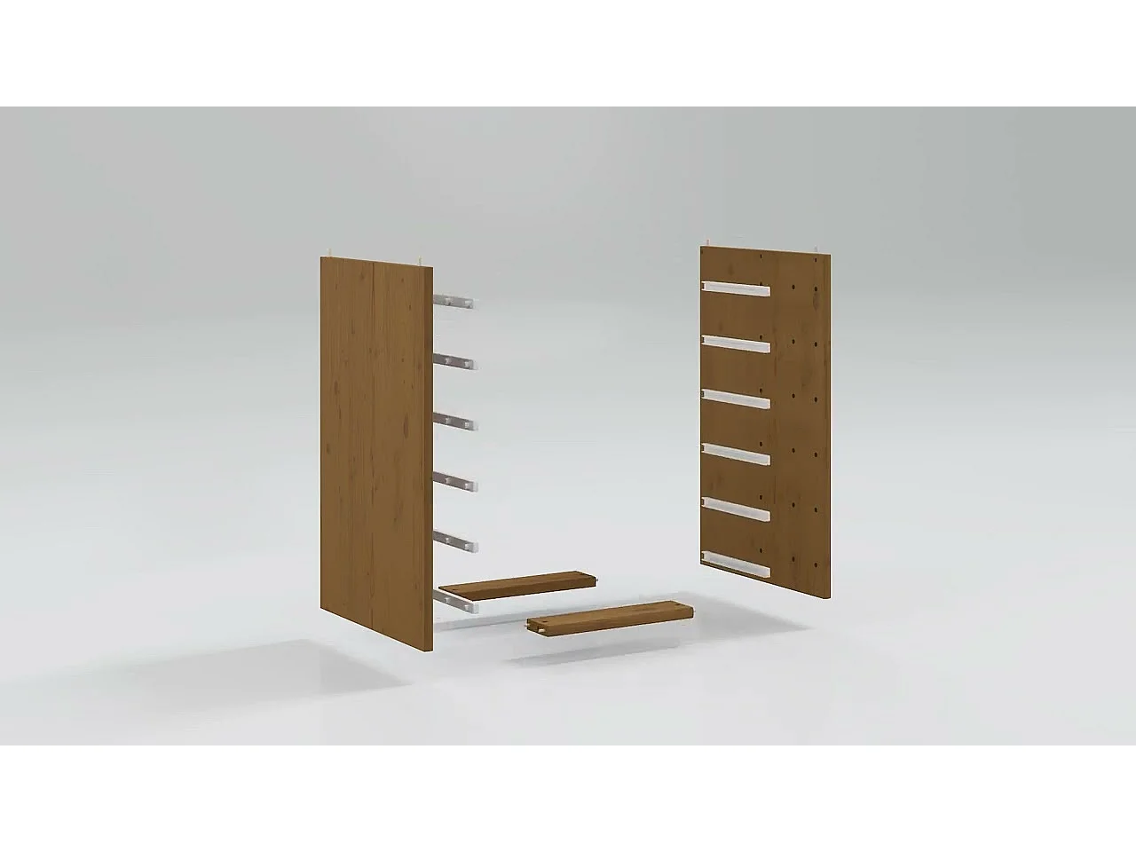 Armoire roulante avec tiroirs MOSS blanc bois de pin solide