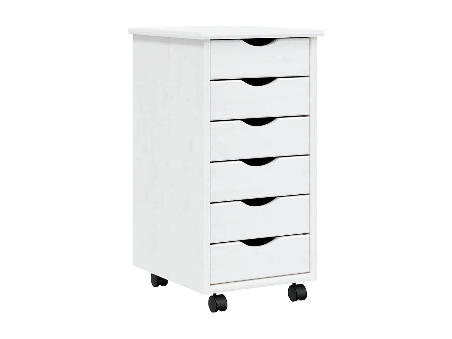 Armoire roulante avec tiroirs MOSS blanc bois de pin solide