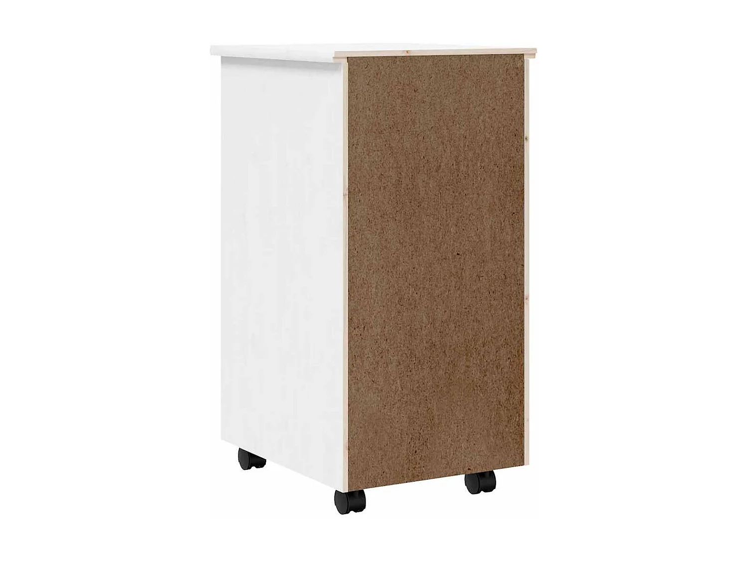 Armoire roulante avec tiroirs MOSS blanc bois de pin solide