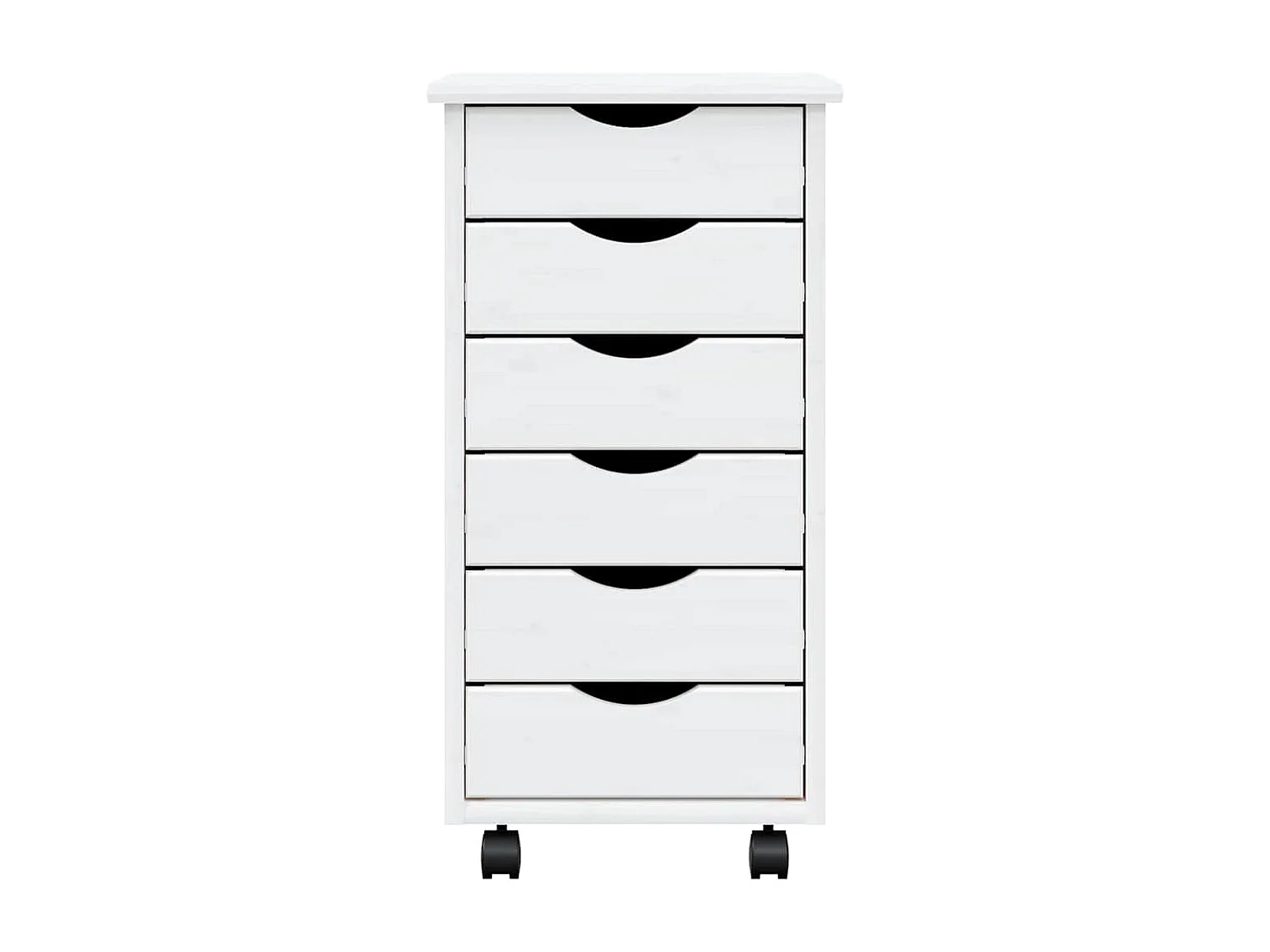 Armoire roulante avec tiroirs MOSS blanc bois de pin solide