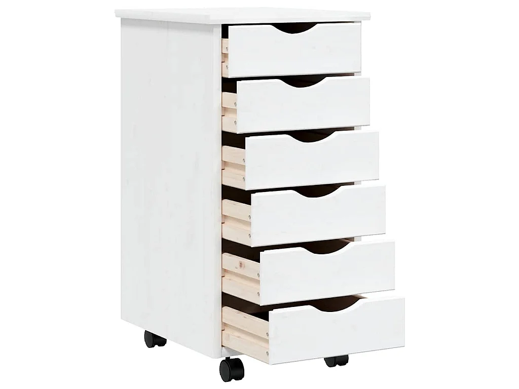 Armadietto Rotante con Cassetti MOSS Bianco Legno Massello Pino
