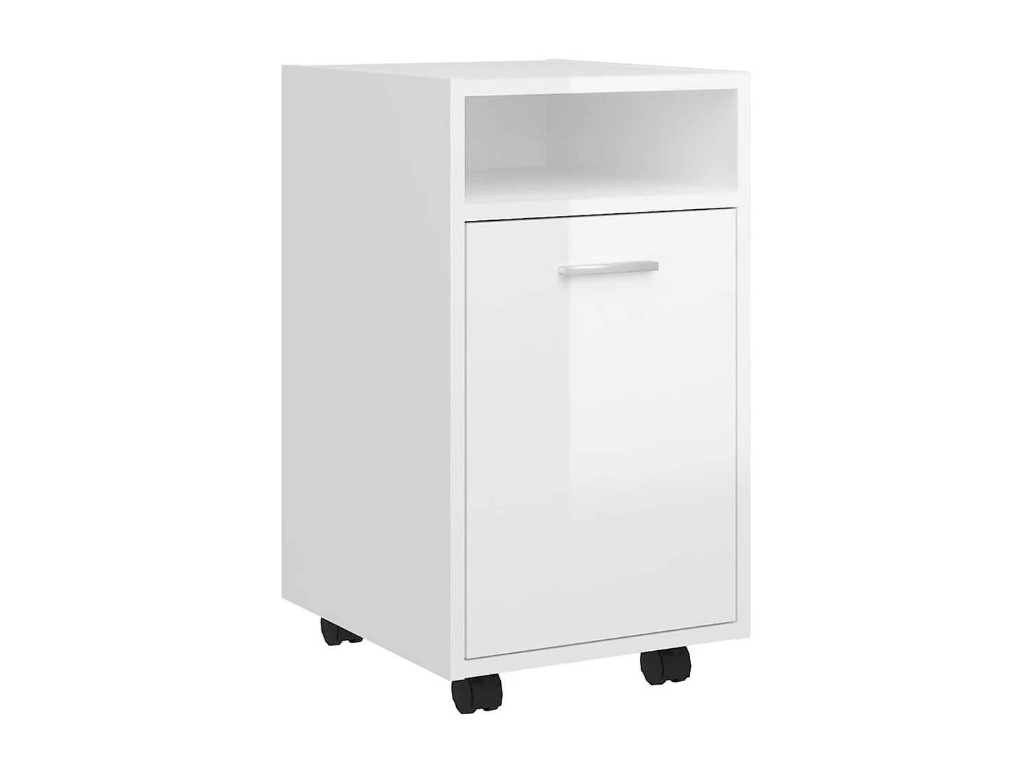 Credenza con Ruote Bianco Lucido 33x38x60 cm Legno Multistrato