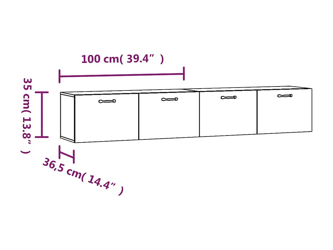 Armoires murales 2 pcs Blanc 100x36,5x35 cm Bois d'ingénierie