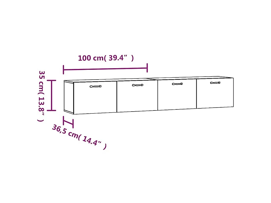 Armarios de pared 2 uds contrachapada blanco 100x36,5x35 cm