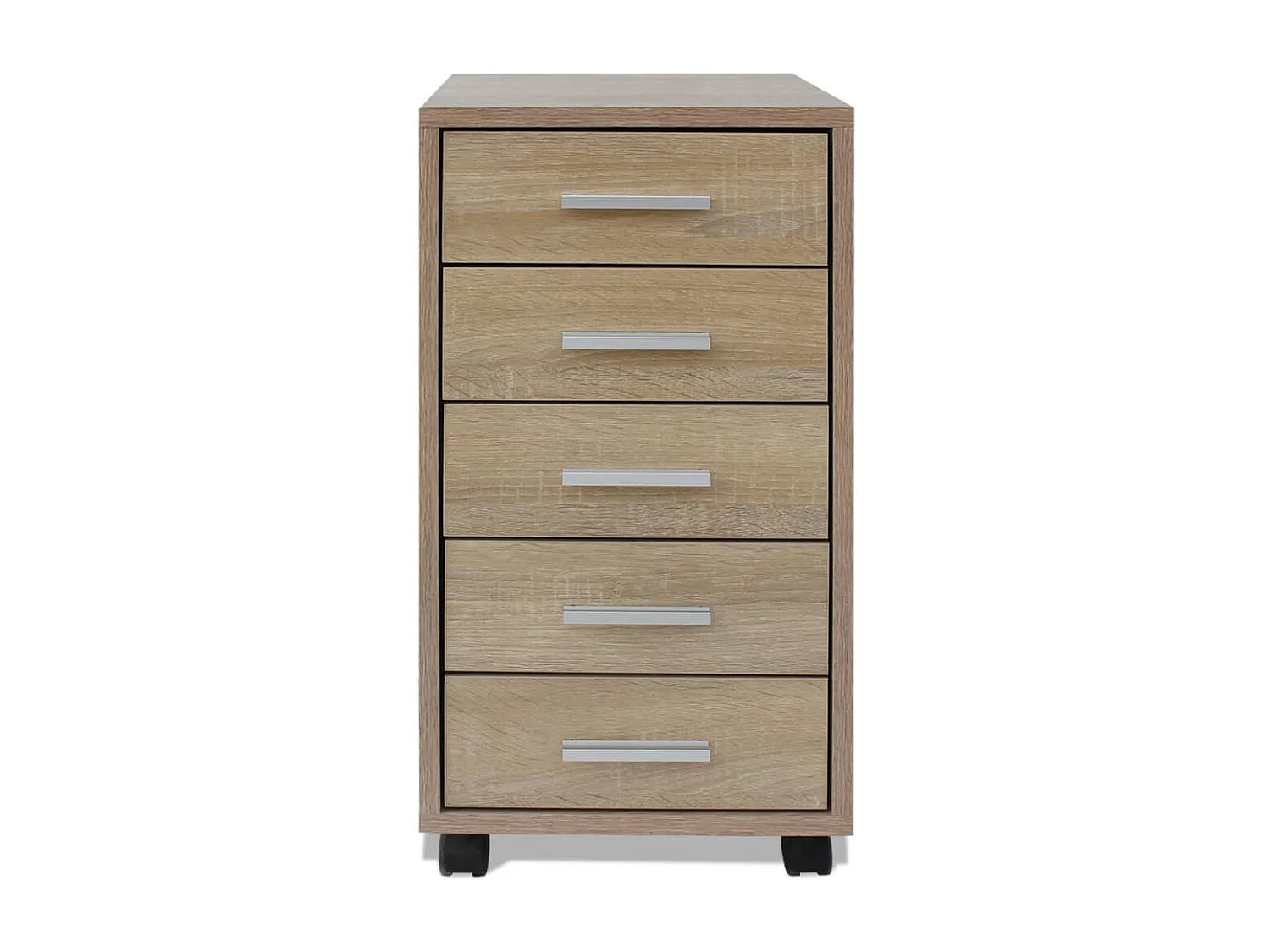 Caisson à tiroir de bureau avec roulettes 5 tiroirs Chêne
