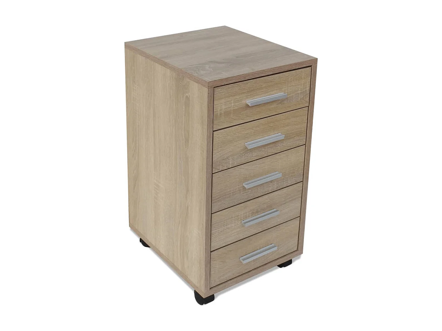 Caisson à tiroir de bureau avec roulettes 5 tiroirs Chêne