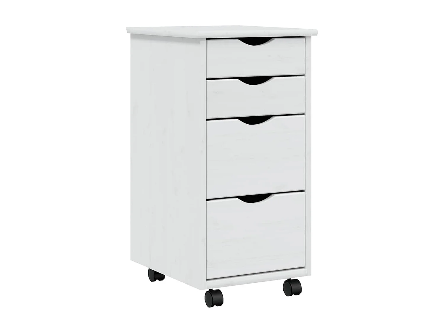 Armoire roulante avec tiroirs MOSS blanc bois de pin solide