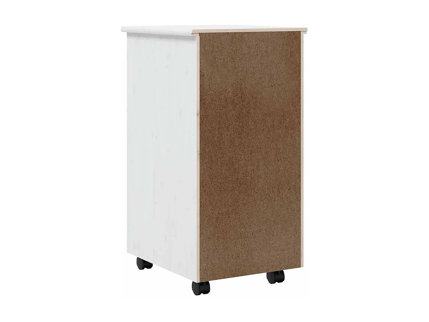 Armoire roulante avec tiroirs MOSS blanc bois de pin solide