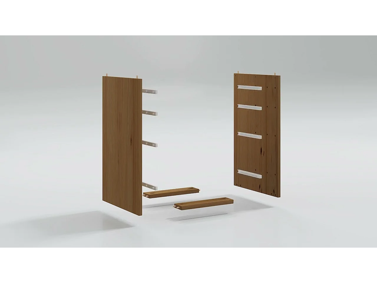 Armoire roulante avec tiroirs MOSS blanc bois de pin solide