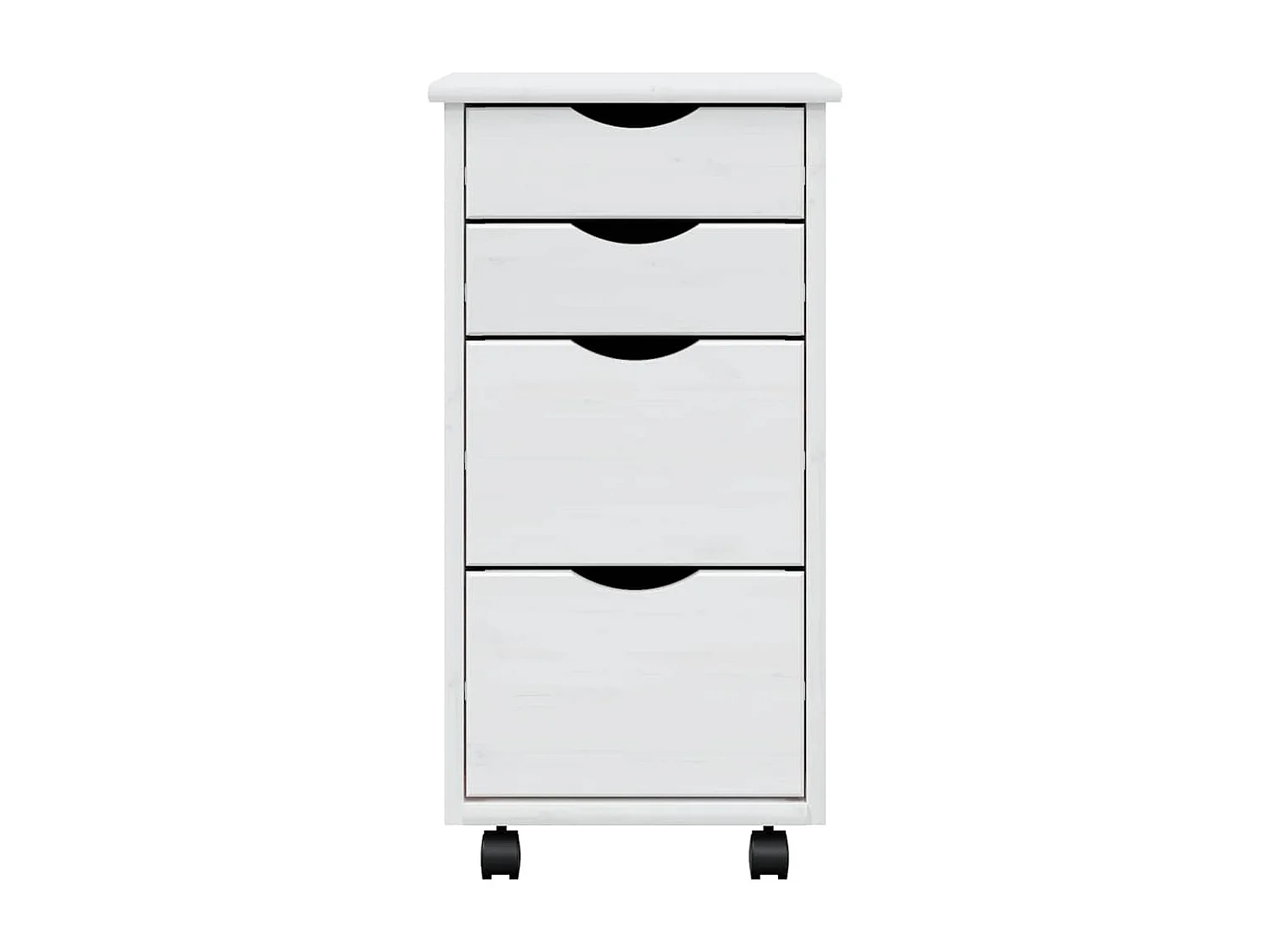 Armoire roulante avec tiroirs MOSS blanc bois de pin solide