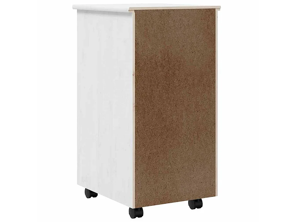 Armoire roulante avec tiroirs MOSS blanc bois de pin solide