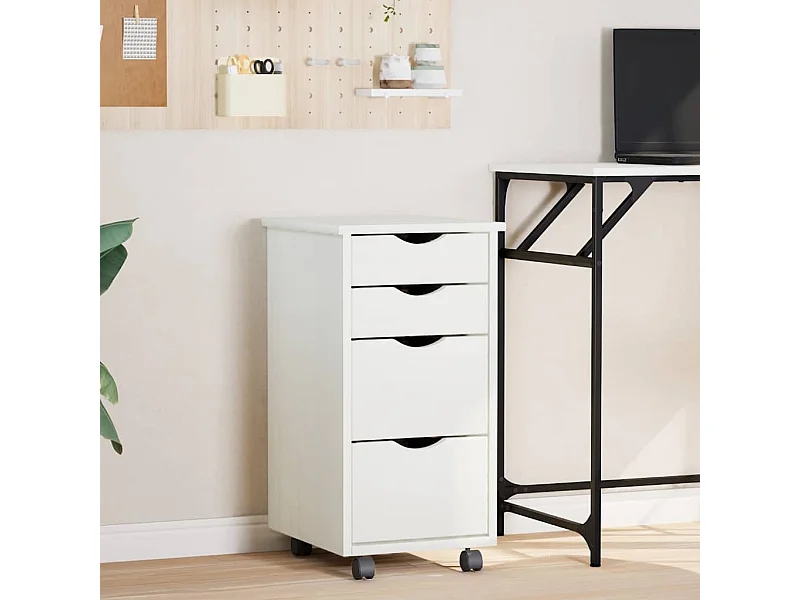 Cajonera con ruedas MOSS madera maciza de pino blanco