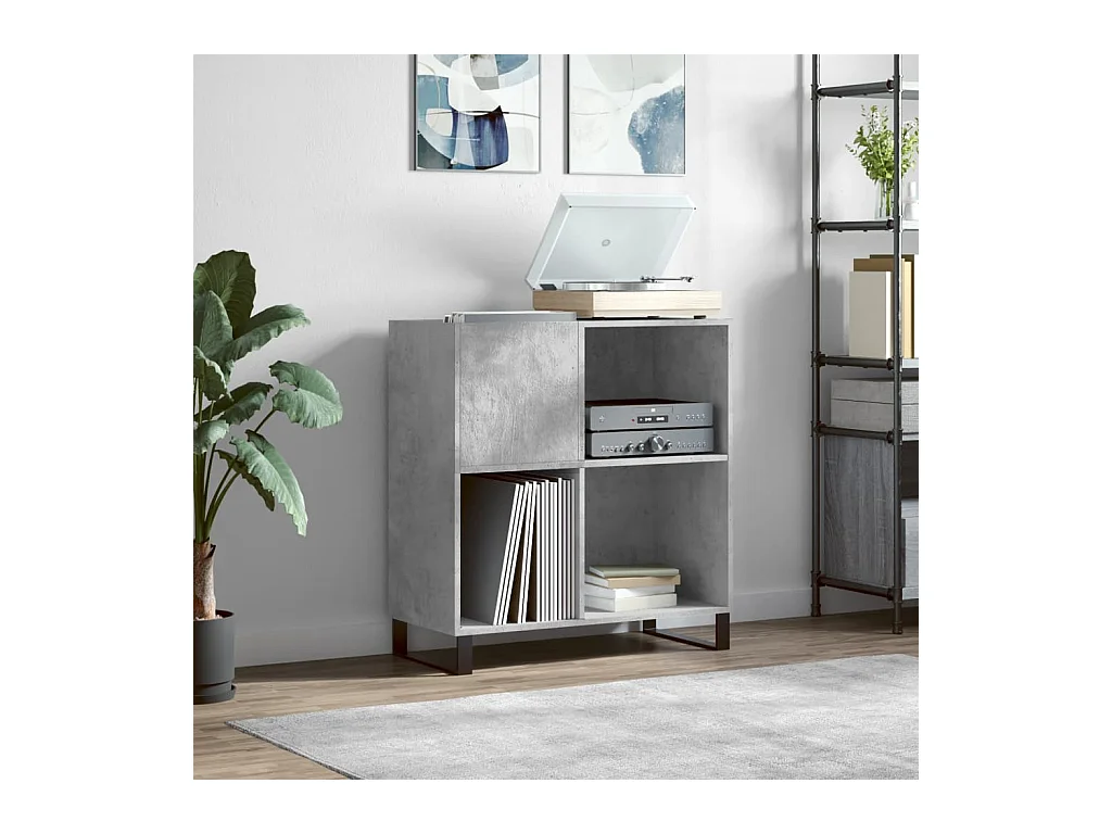 Armoire à disques gris béton 84,5x38x89 cm bois d'ingénierie