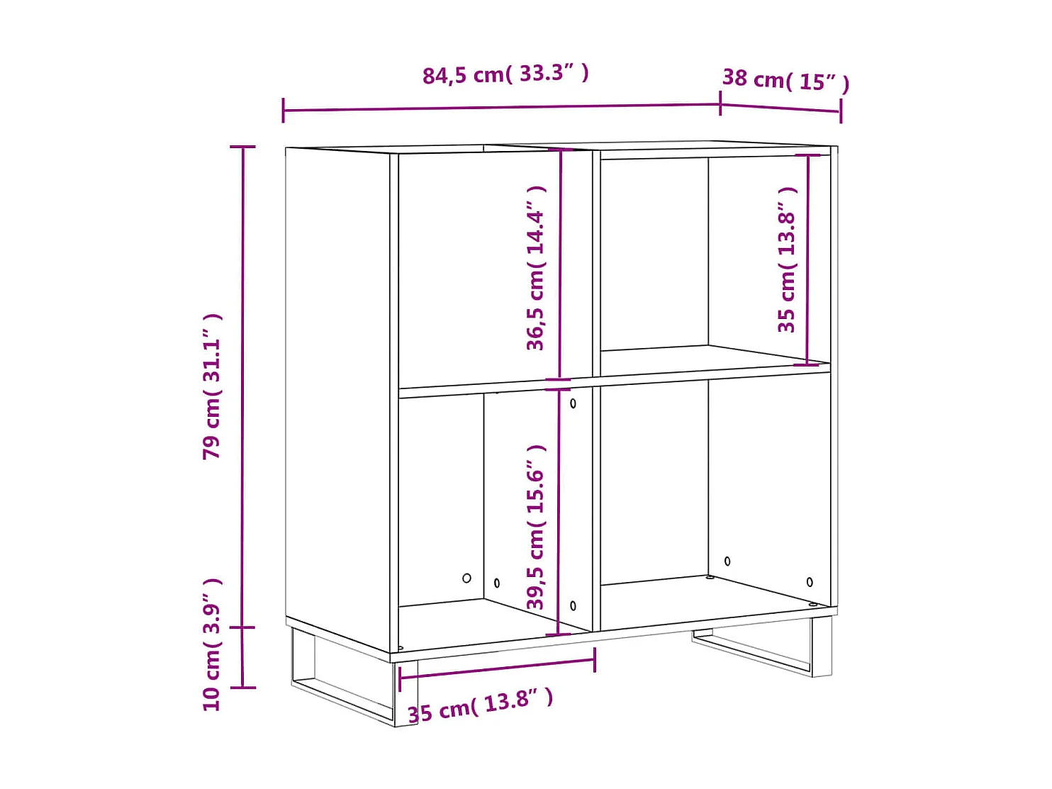 Armoire à disques gris béton 84,5x38x89 cm bois d'ingénierie