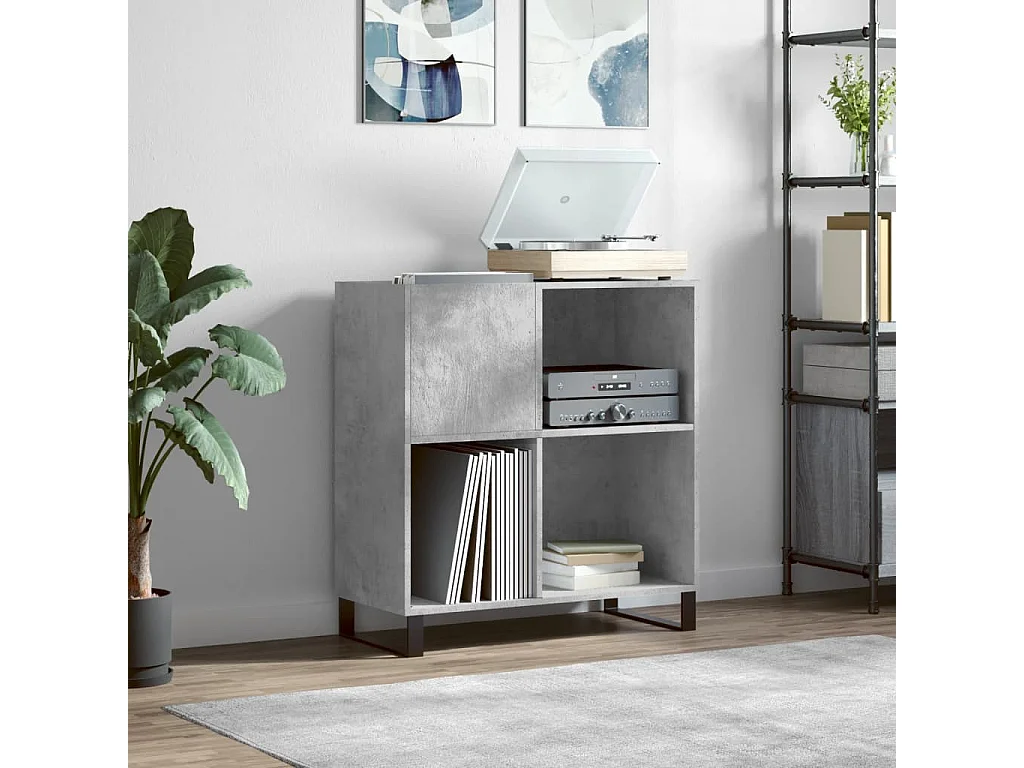 Armoire à disques gris béton 84,5x38x89 cm bois d'ingénierie