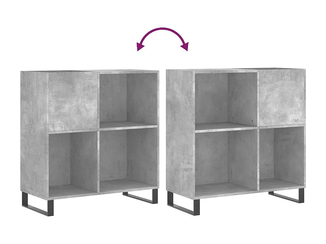 Armoire à disques gris béton 84,5x38x89 cm bois d'ingénierie