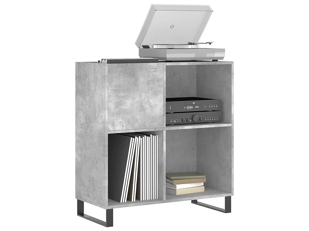 Armoire à disques gris béton 84,5x38x89 cm bois d'ingénierie