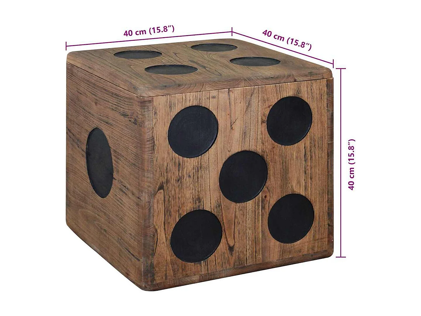 Boîte de rangement Bois Mindi 40x40x40 cm Design Dés