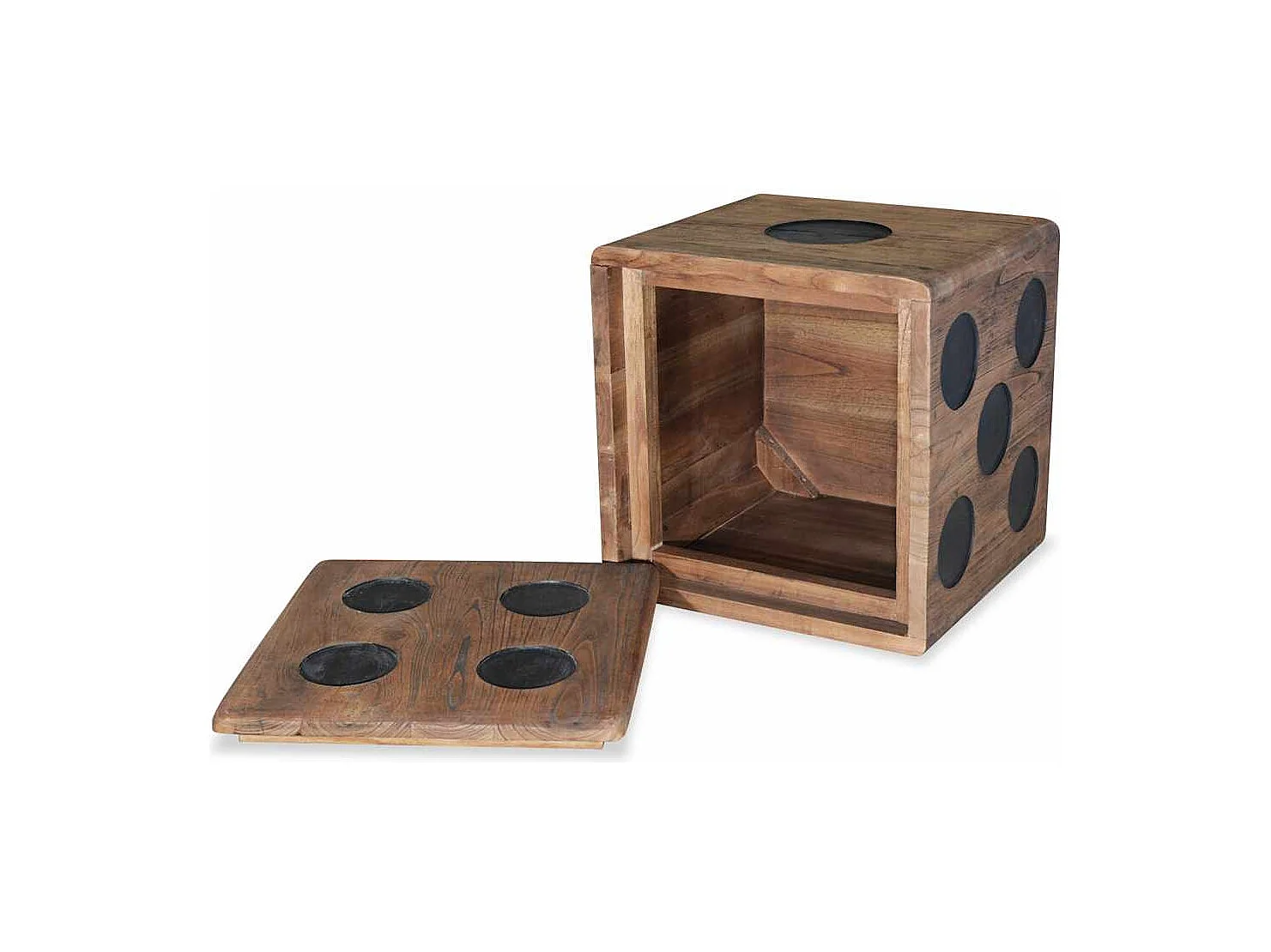 Scatola in Legno di Mindi 40x40x40 cm Design a Forma di Dado