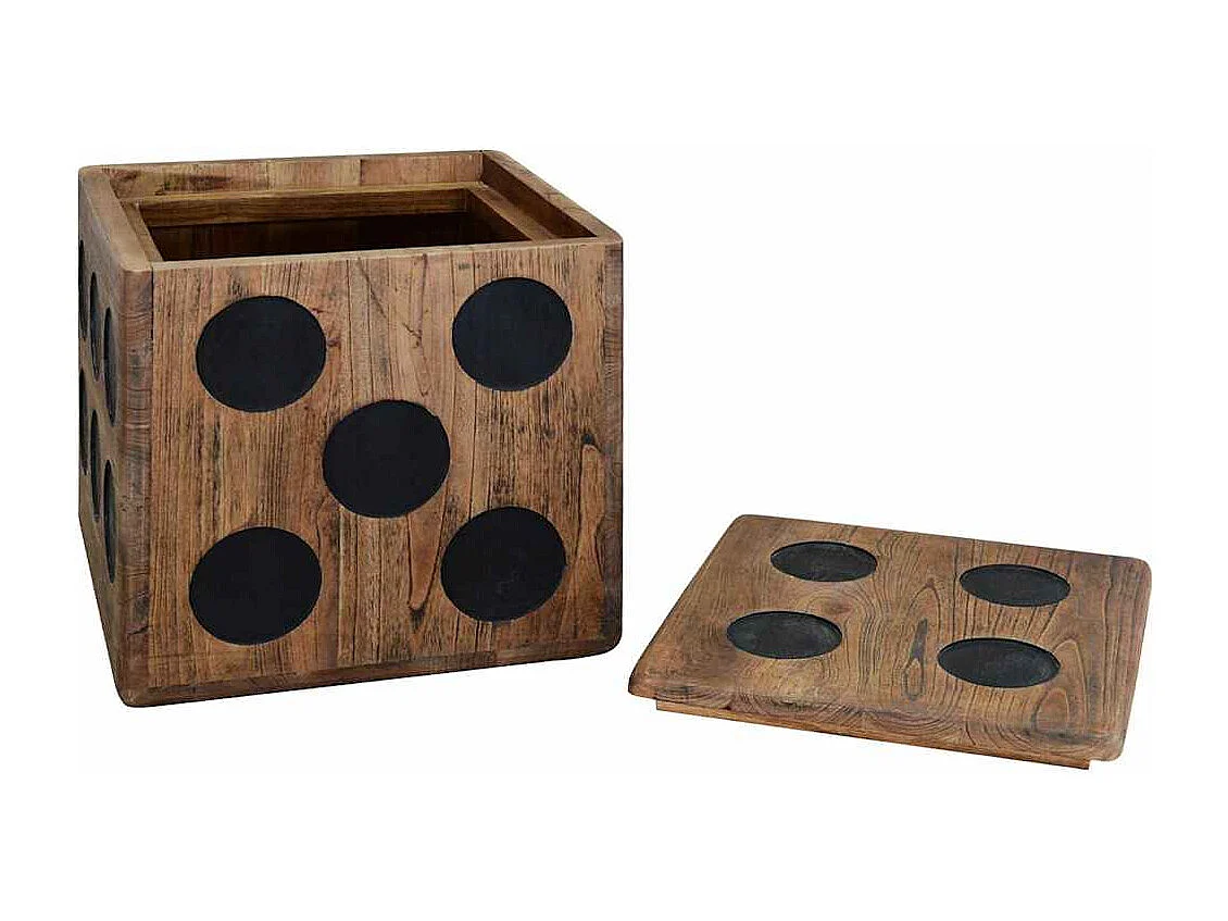 Boîte de rangement Bois Mindi 40x40x40 cm Design Dés