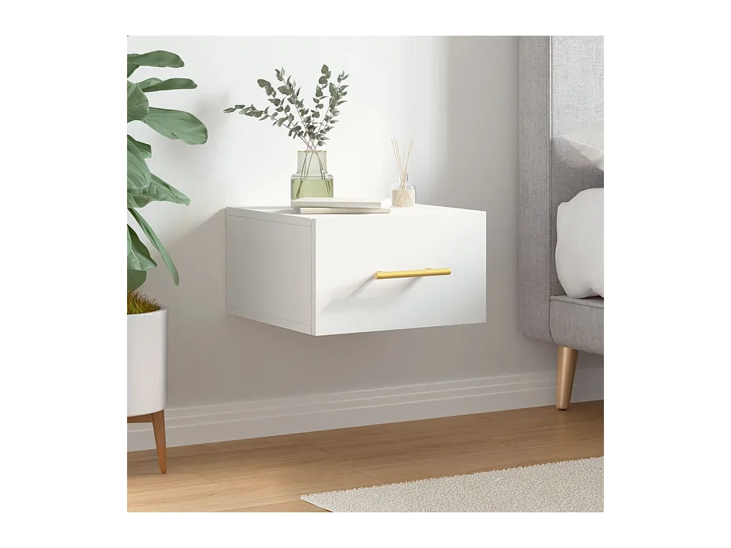 Table de chevet murale blanc 35x35x20 cm