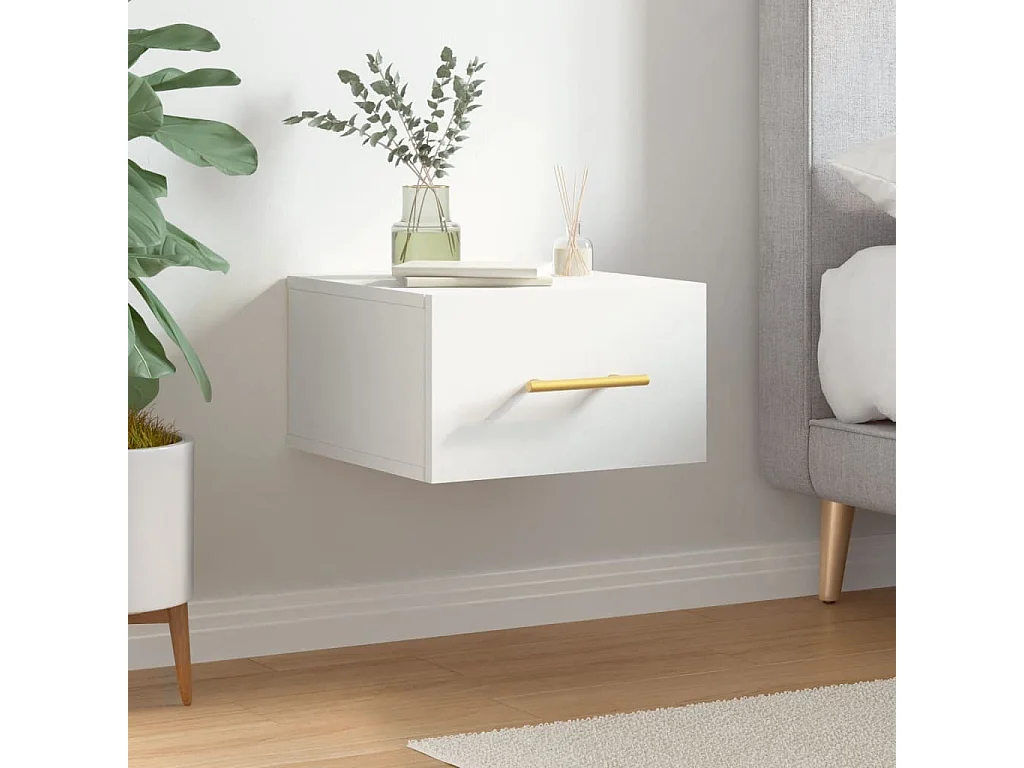 Table de chevet murale blanc 35x35x20 cm