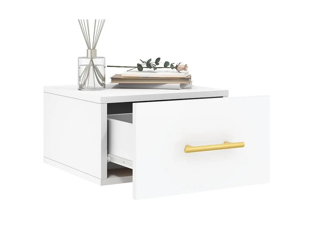 Table de chevet murale blanc 35x35x20 cm