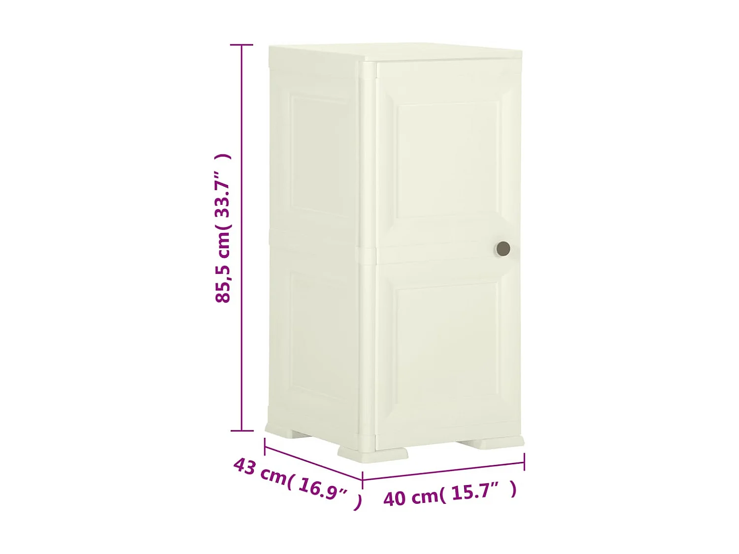 Armoire plastique 40x43x85,5 cm design bois glace à la vanille