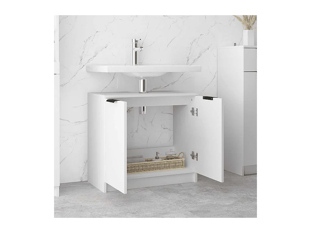 Badkamerkast 64,5x33,5x59 cm bewerkt hout wit