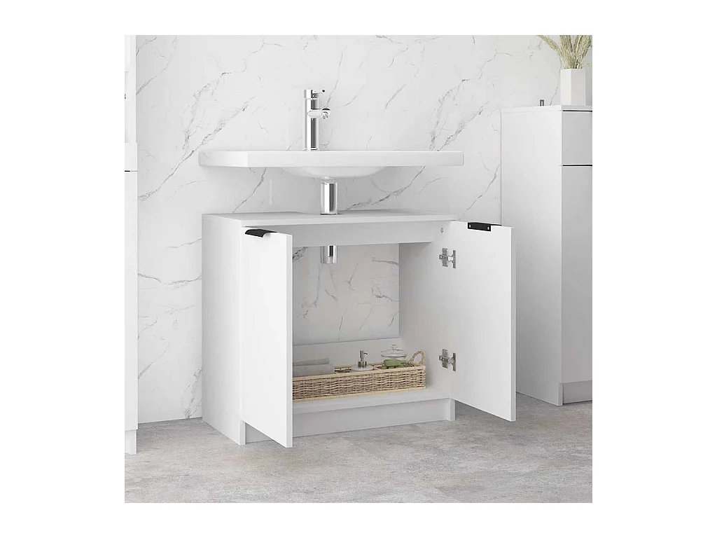 Badschrank Weiß 64,5x33,5x59 cm Holzwerkstoff