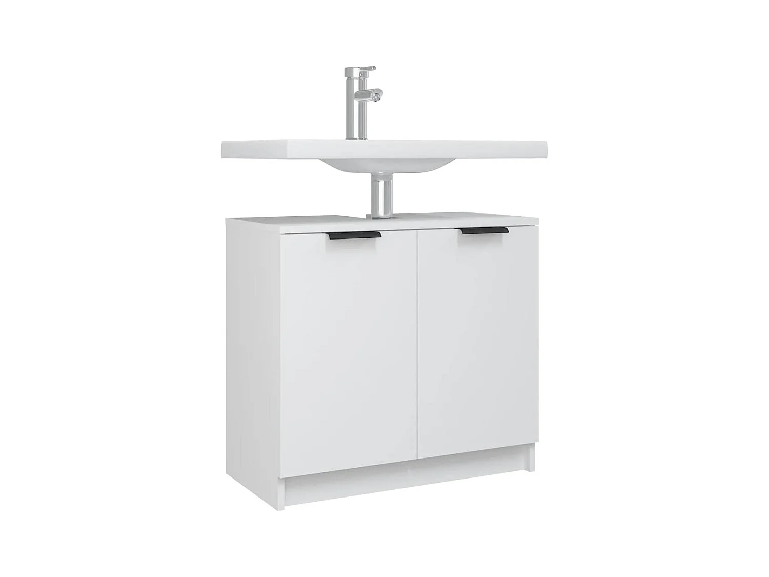 Badschrank Weiß 64,5x33,5x59 cm Holzwerkstoff