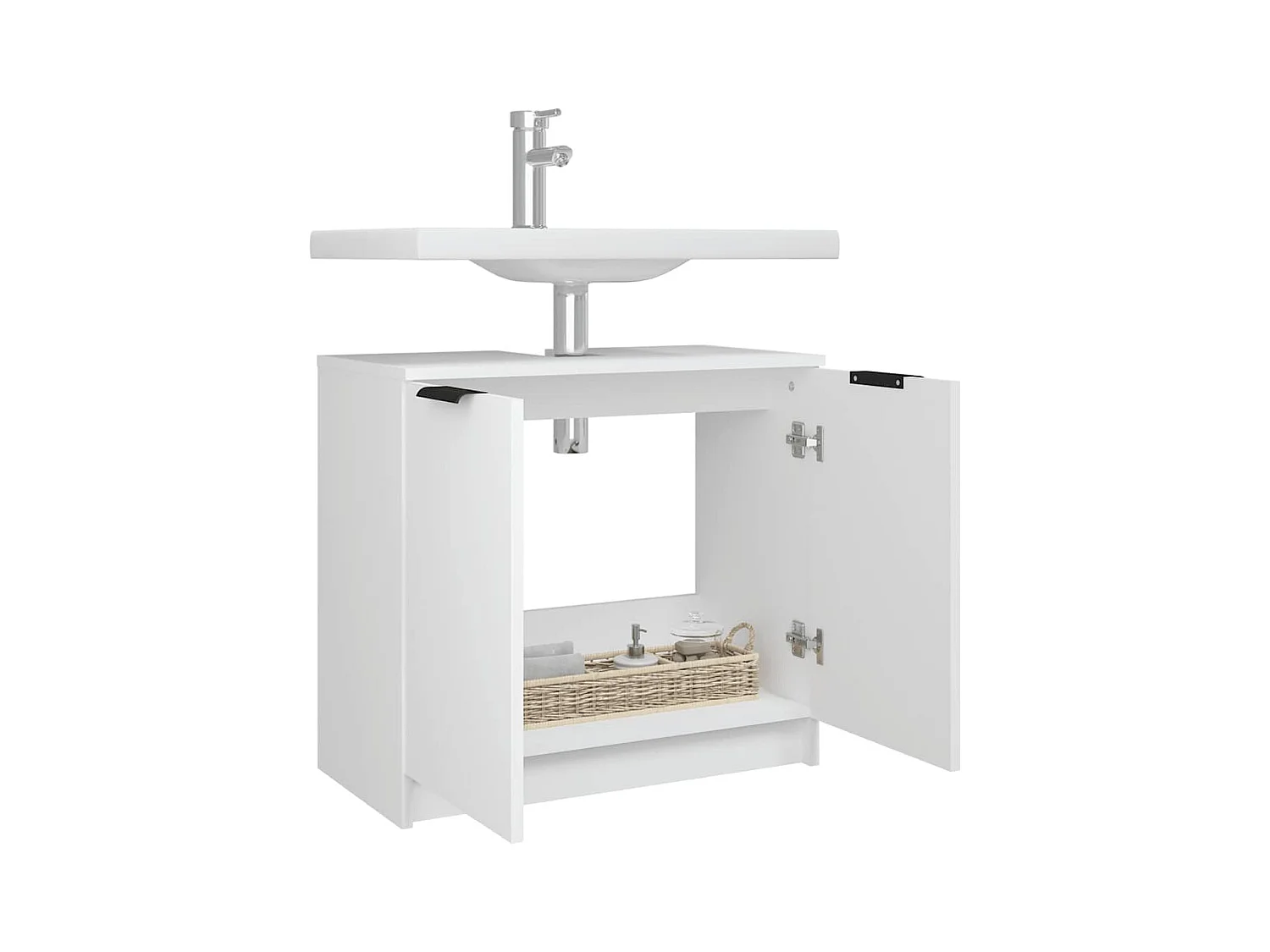 Badschrank Weiß 64,5x33,5x59 cm Holzwerkstoff