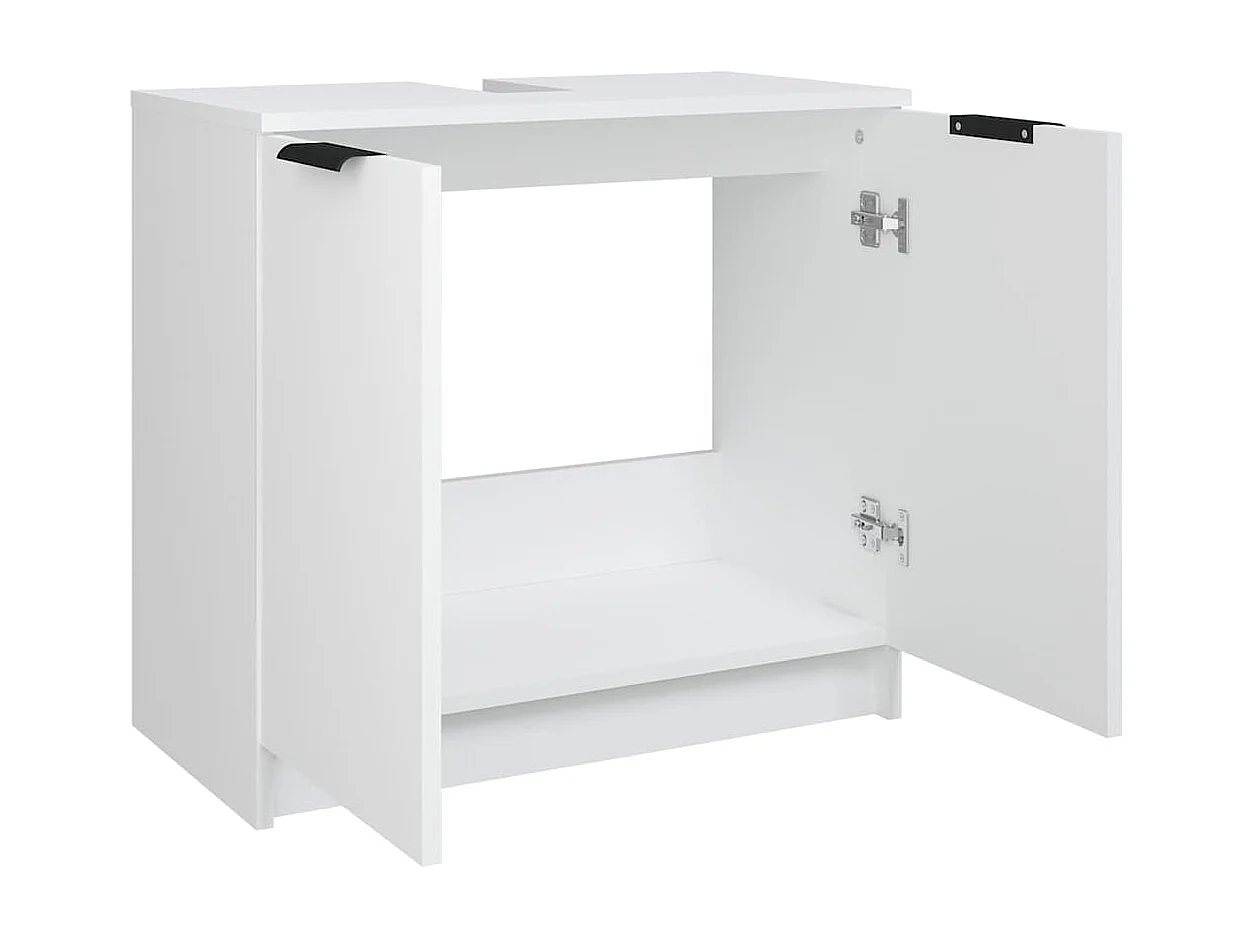 Badschrank Weiß 64,5x33,5x59 cm Holzwerkstoff