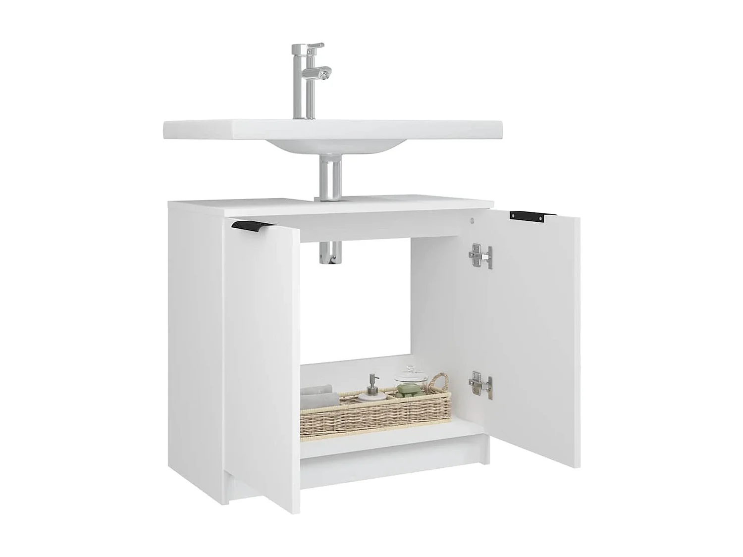 Armoire salle de bain Blanc 64,5x33,5x59 cm Bois d'ingénierie